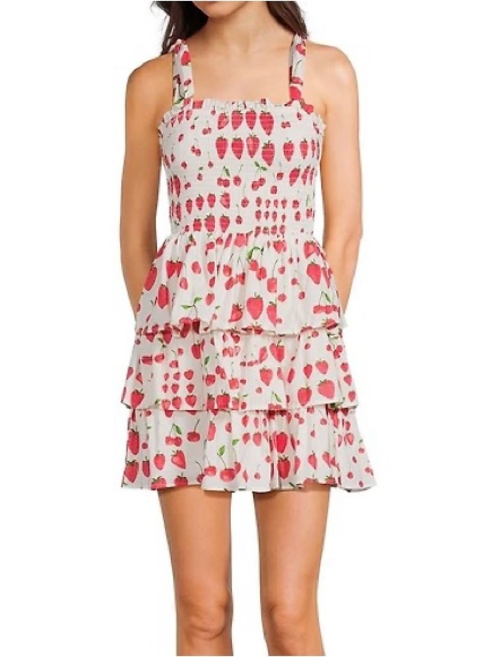 Strawberry Print Tiered Sundress Size Medium